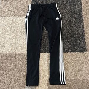 Adidas Womens Black Joggers with White Stripes
